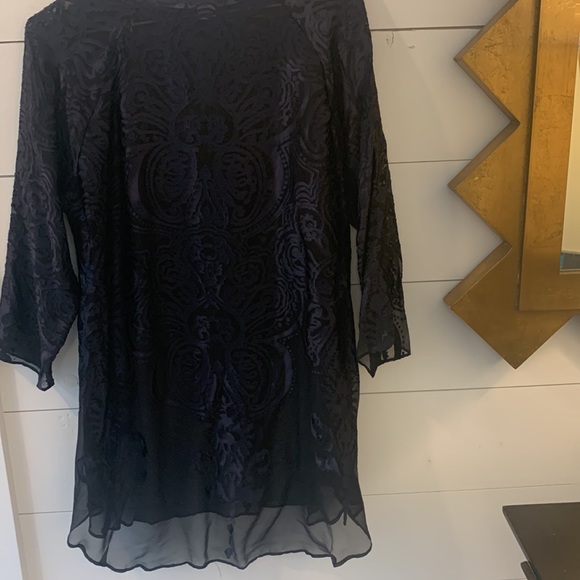 Calypso St Barth sheer silk navy lace tunic, Size Small. EUC - Picture 5 of 5